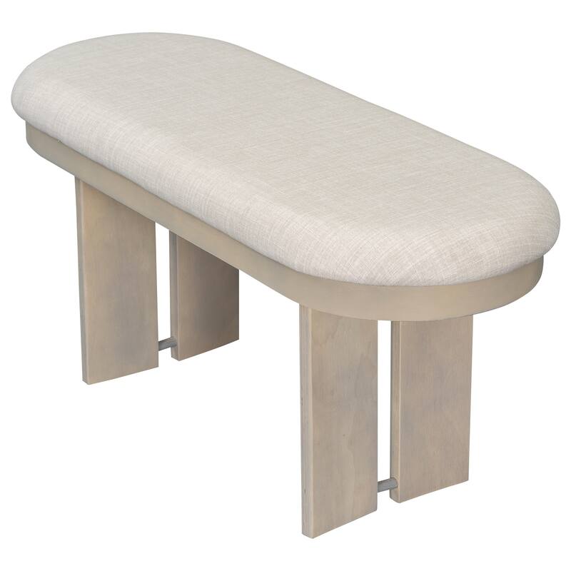 6-Piece Upholstered Rectangular Dining Room Table Set with Bench, 2-Color Modern Farmhouse Kitchen Furniture for Family