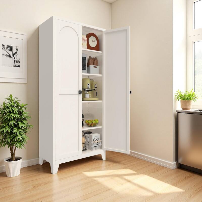 71'' 2 Shapely Doors Cabinet, Metal Storage Cabinet with Doors and Adjustable Shelves