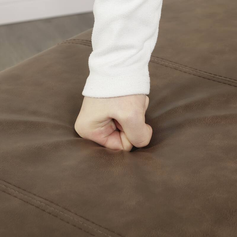 Adeco Faux Leather Storage Ottoman for Living Room