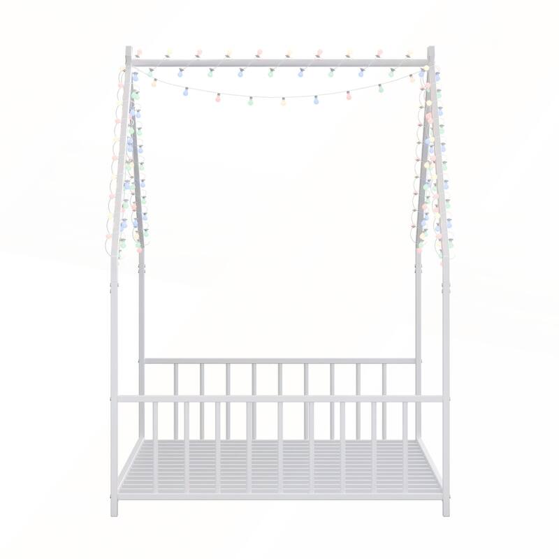 Twin size children's bed frame with LED light strips