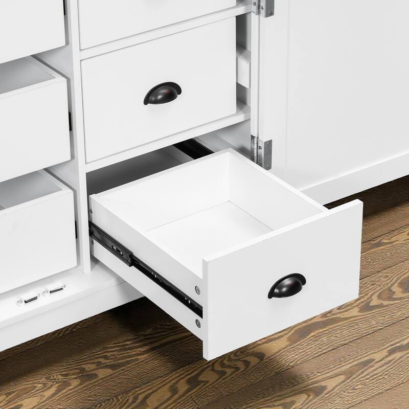 42x20x72 Inch Shaker Kitchen Pantry Cabinet, Freestanding Storage with Drawers, Door Shelves and Pull-Out Trays