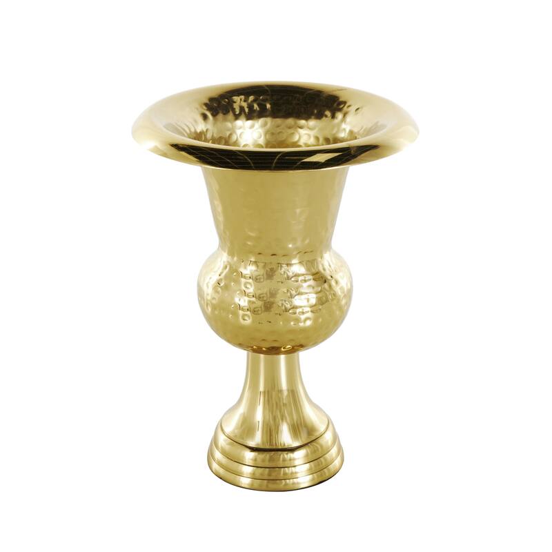 Aluminum Metal Goblet Inspired Hammered Decorative Vase - Gold or Silver - Roche River Decor