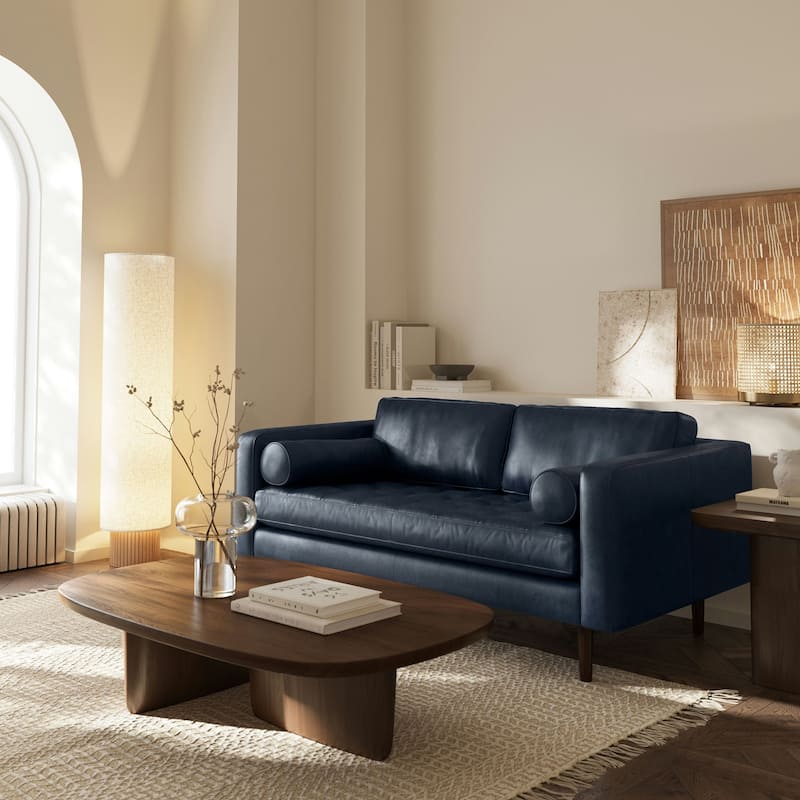 Poly & Bark Napa 72" Apartment Sofa - Full Grain Genuine Italian Leather