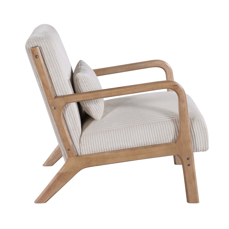 Elegance Wooden Corduroy Lounge Chair