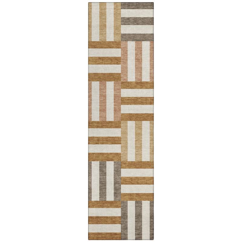 Machine Washable Indoor/ Outdoor Modern Hatch Chantille Rug