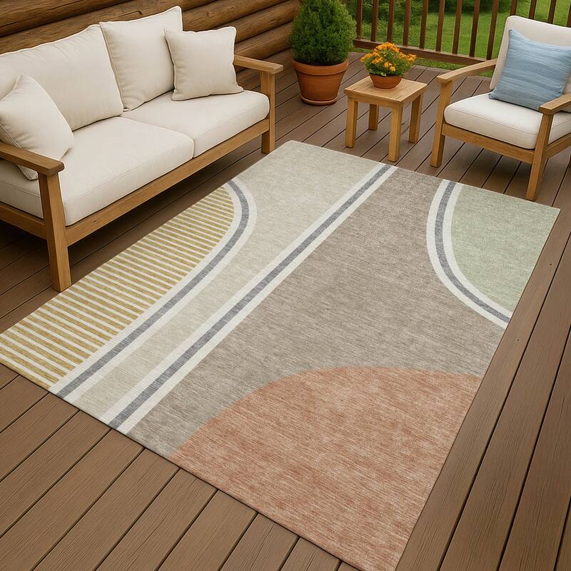 Machine Washable Indoor/ Outdoor Contemporary Keely Chantille Rug