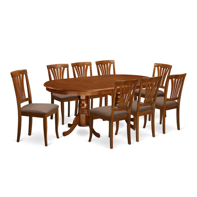East West Furniture Dining Table Set Includes an Oval Room Table with Butterfly Leaf and Dining Chairs (Chair Seat Type Options)