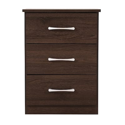 3-Drawer Wooden Rectangular Nightstand - 24" - Brown