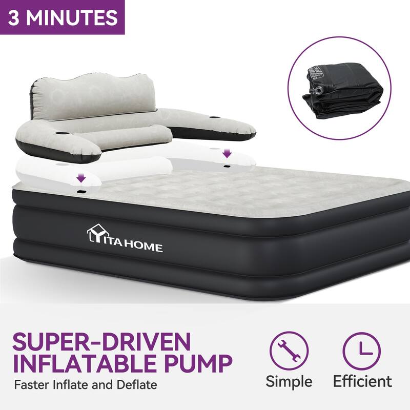 Moasis Queen Size Air Mattress with Headboard