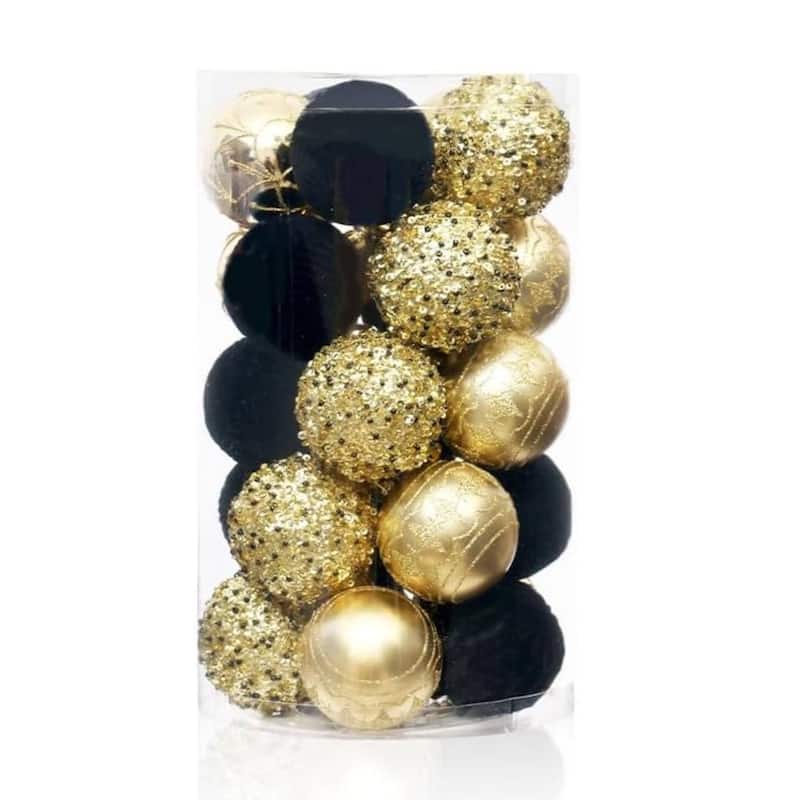 25PCS 2.36in Decorative Christmas Balls Ornaments for Xmas Tree Decor - N/A - Black