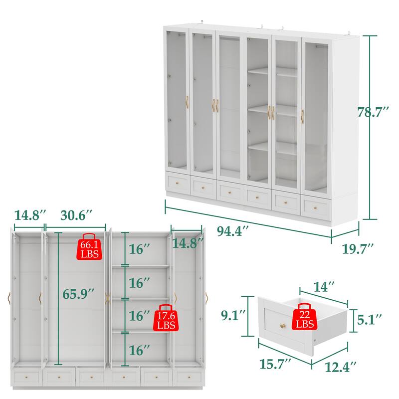 Multi-Piece Wardrobe Set Adaptable Closet Modules Combo Armoires