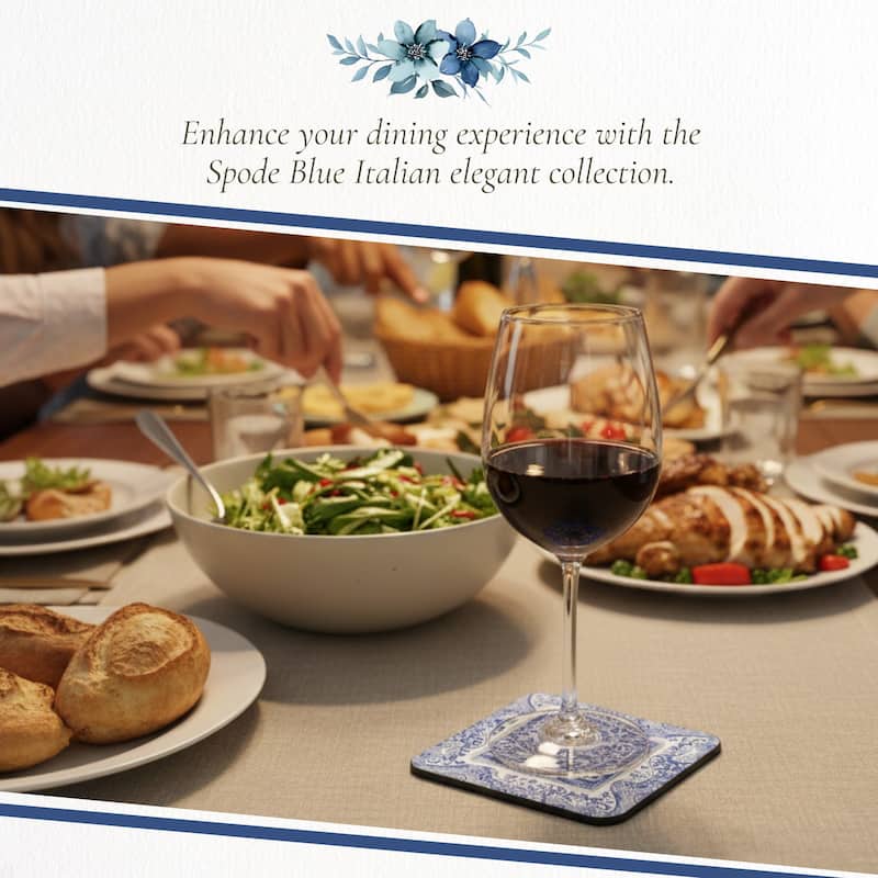 Pimpernel Set of 6 Blue Italian Coasters - 4 Inches Sq.