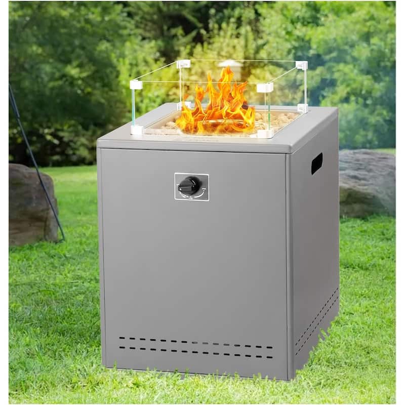 50000BTU Multi-functional Outdoor Fire Pit with Efficient Heating Performance and Easy Assembly, Flexible Flame Control - Silver