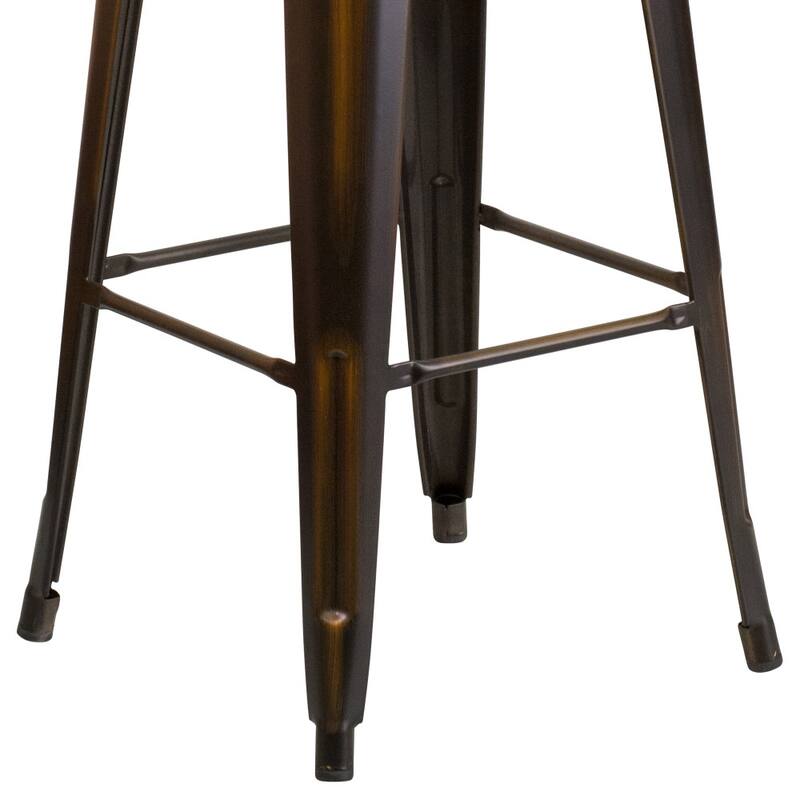 30" High Backless Distressed Metal Indoor-Outdoor Barstool - Patio Chair