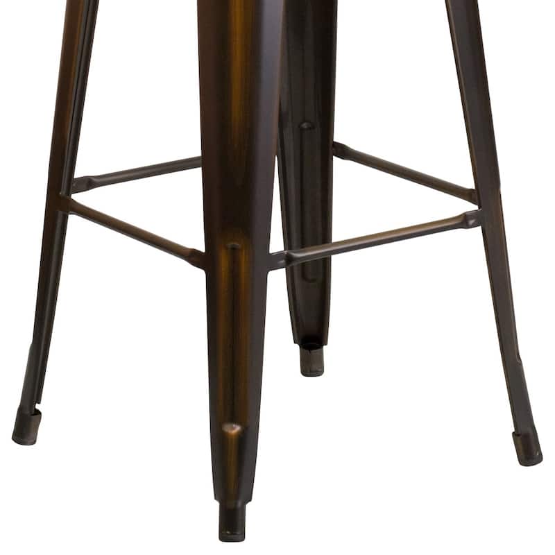 4 Pack 30"H Backless Distressed Metal Indoor-Outdoor Barstool