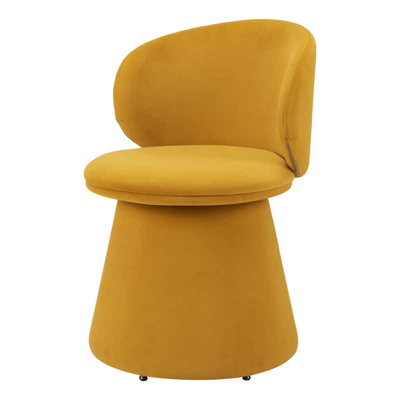 HomeRoots Orange Upholstered Velvet Swivel Dining Side Chair - 22.00 in. x 30.70 in. x 21.00 in.