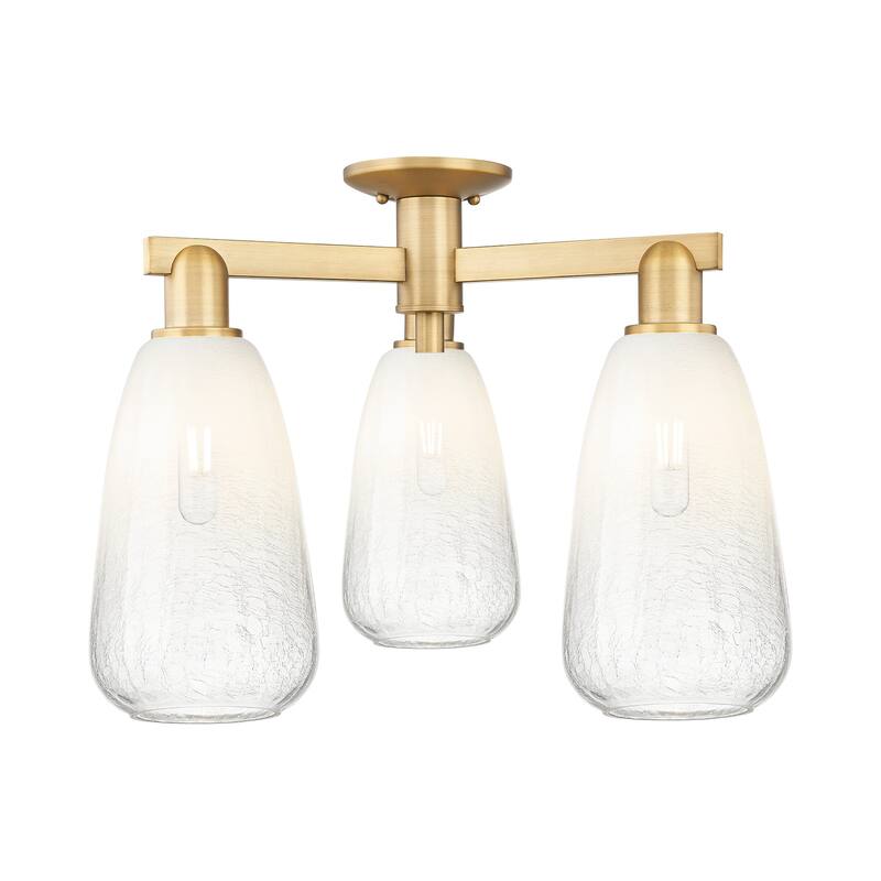 Innovations Lighting 716-3F-15-24 Brookhaven Almond Semi-Flush - Brushed Brass / Opal