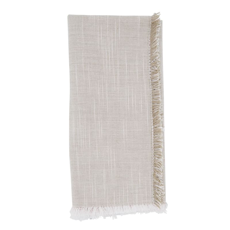 Fringe Napkins With Two-Tone Design (Set of 4)