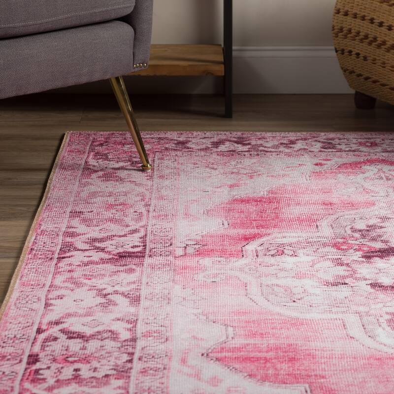 Addison Kensington Casual Medallion Non-skid Area Rug
