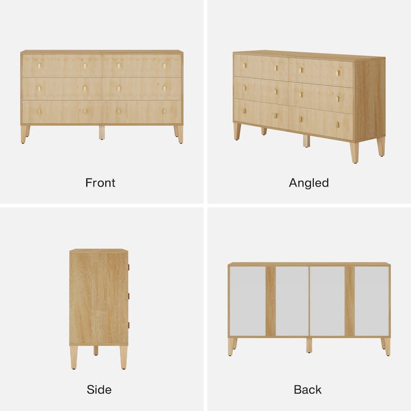 55-Inch Wood Chest of Drawer Double Dresser for Bedroom Entryway