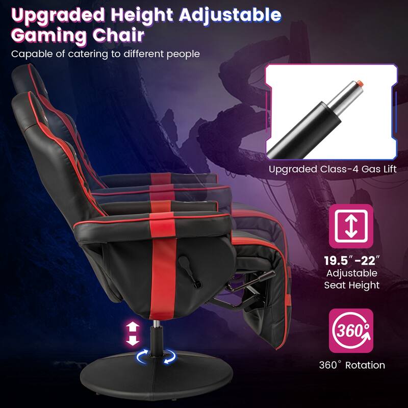 Goplus Massage Gaming Recliner Height Adjustable Racing Swivel Chair - See Details