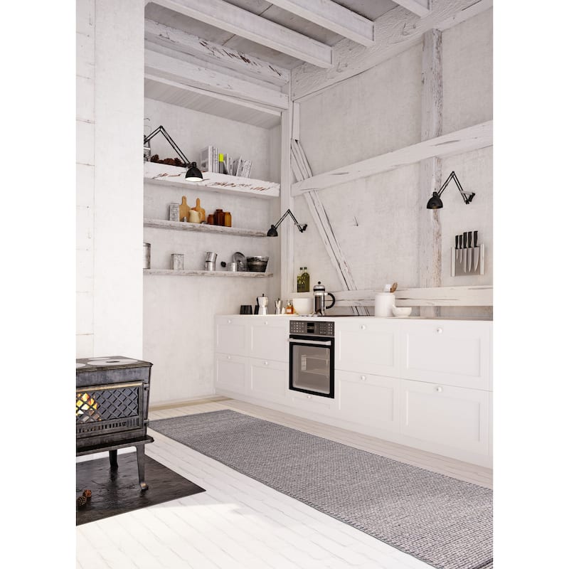 ECARPETGALLERY Braid weave Sienna Grey Wool Rug - 2'4 x 21'10