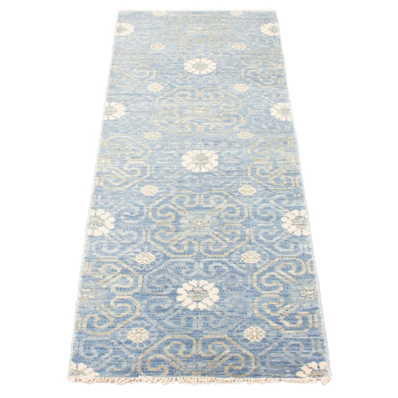 ECARPETGALLERY Hand-knotted Mystique Blue Wool Rug - 2'7 x 7'10