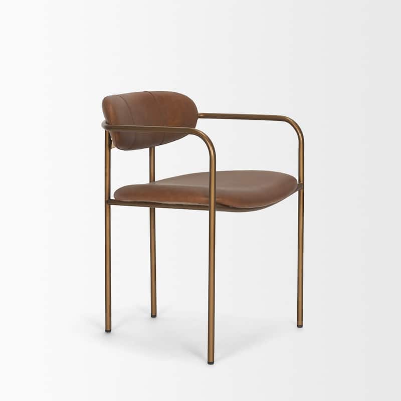 Parker Black Leather Seat Gold Metal Dining Chair - 21.5L x 21.1W x 29.0H