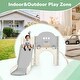 preview thumbnail 25 of 63, Kids 7-in-1 Slide Playset: Spaceship Design with Slide, Tunnel, Ring Toss, Basketball Hoop, and Toy Storage