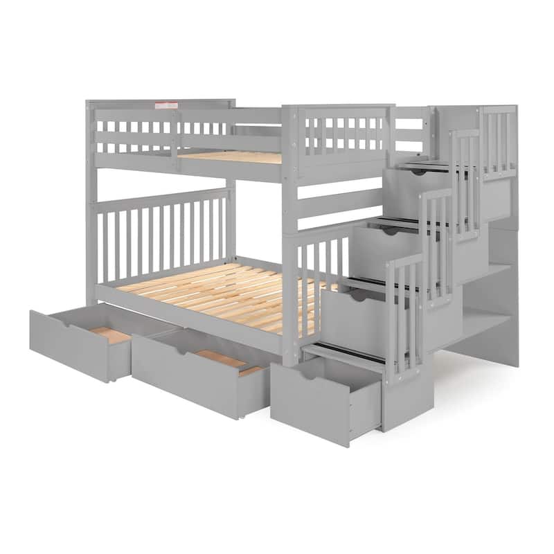 Taylor & Olive Trillium Full over Full Stairway Bunk Bed, 2 Drawers