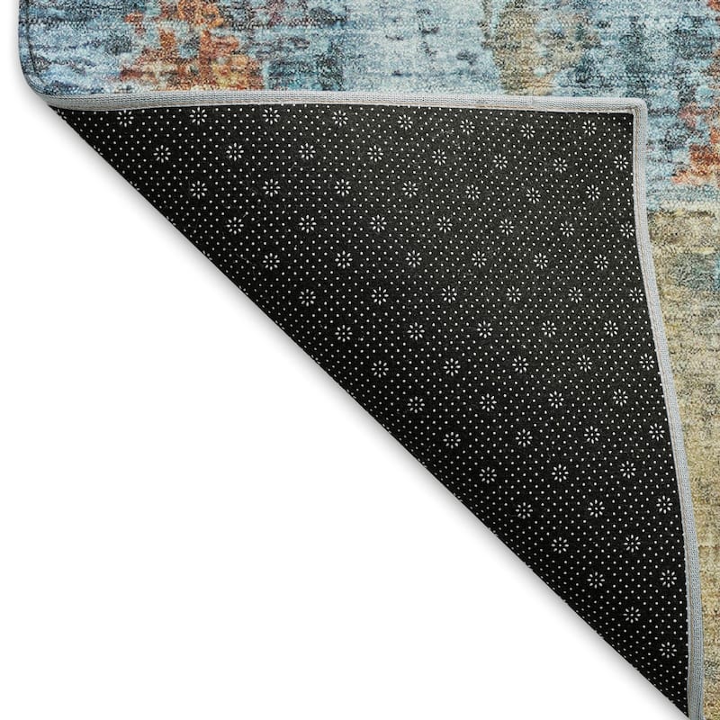 Machine Washable Indoor/ Outdoor Abstact Contemporary Chantille Rug