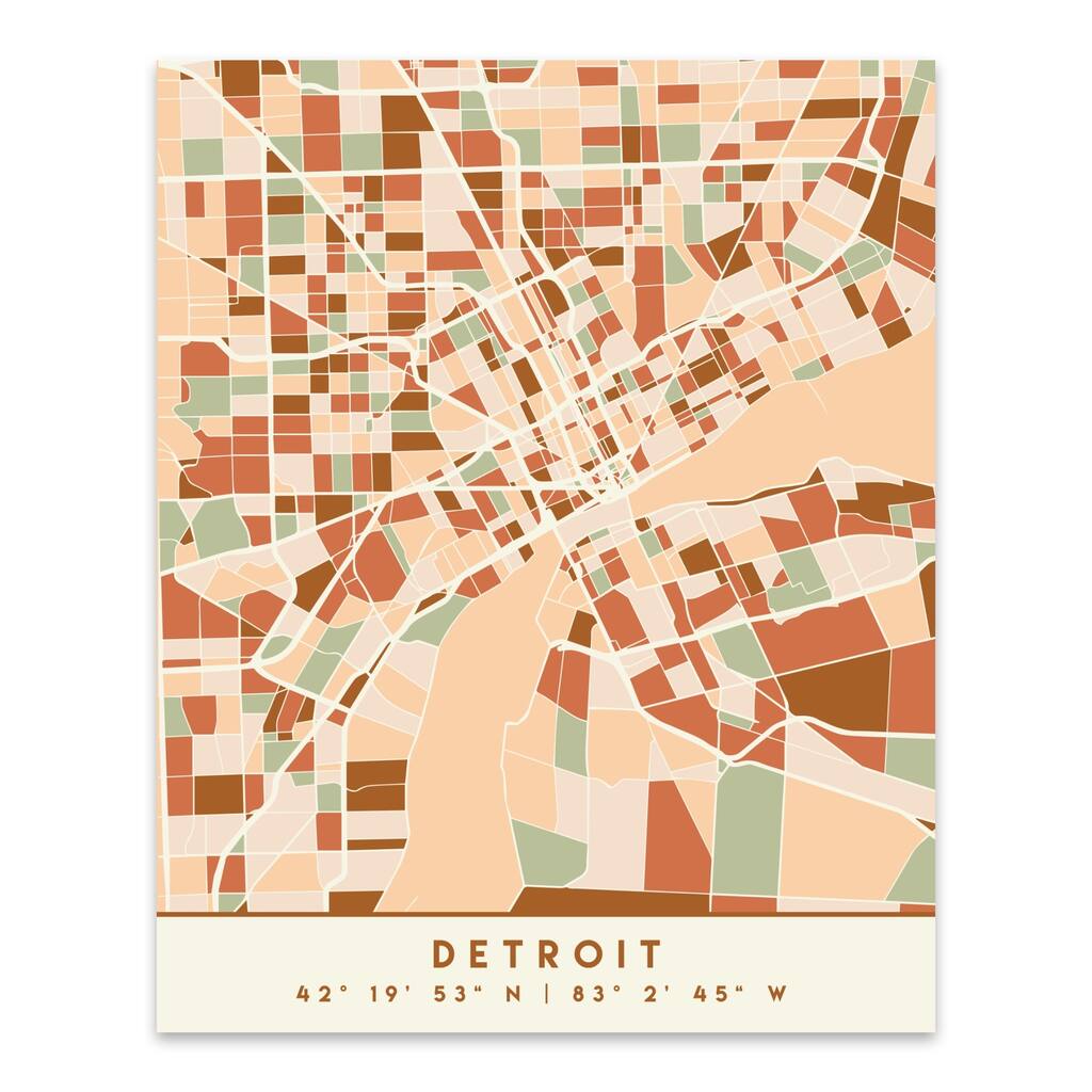 Detroit Michigan City Cityscape Metal Wall Art Print