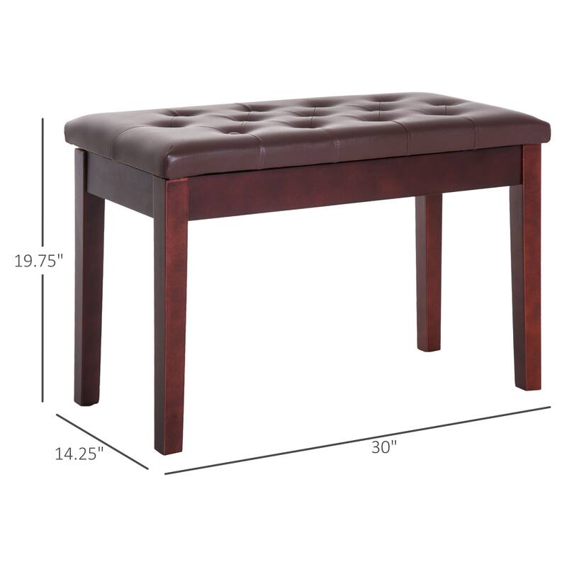 Piano Bench Upholstered Seat with Hidden Storage Compartments, Leisure Stool Decorative Bench with Solid Wood Legs