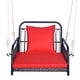 preview thumbnail 4 of 5, Patio Rattan Porch Swing Hammock Chair with Seat Cushion-Red - 31.5" x 25.5" x 23"