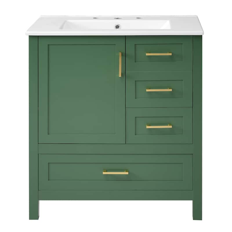 GDFStudio - Orion Wood & Ceramic 30" Bathroom Vanity Cabinet with Sink & Storage