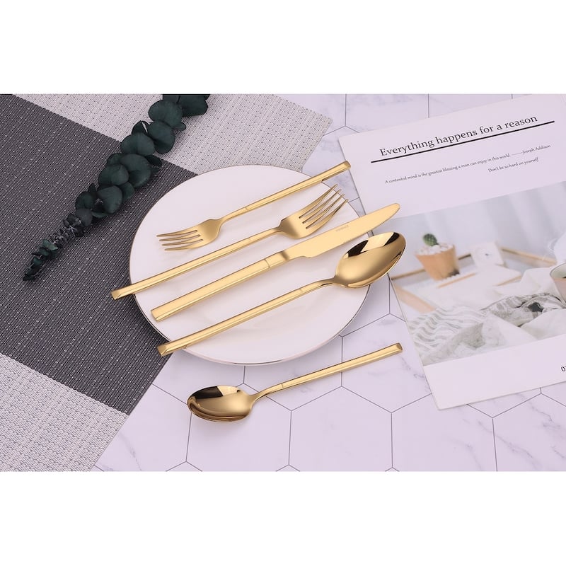 20 Pc Flatware Set Simple Gold - Service For 4 - 20 Pc
