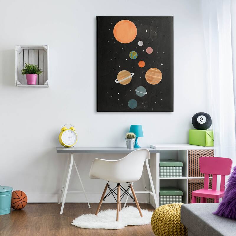 Stupell Solar System Planets Sky Canvas Wall Art by Nina Muis Surface ...
