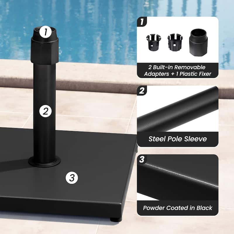 Outdoor Market Umbrella Base Holder Square Concrete / Cement Metal w/Wheels