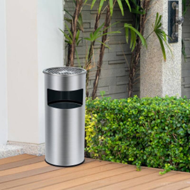 4.5 Gallon/17 L Commercial Stainless Steel Garbage Can with Sanitary Side-Open Mouth for Patio, Garden, Office