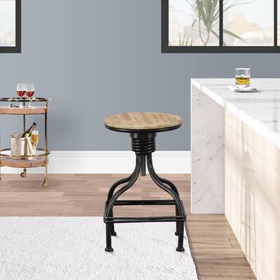 Vintage Swivel Counter Bar Stool with Metal Frame and Round Seat