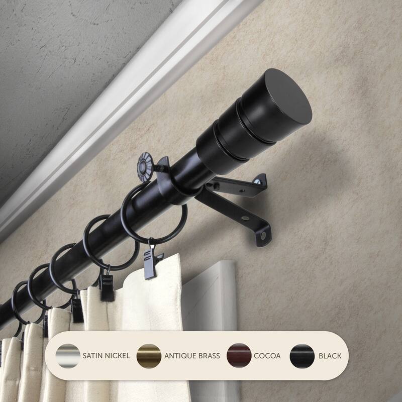 InStyleDesign Leo Adjustable Curtain Rod - 28 to 48 inches - Black