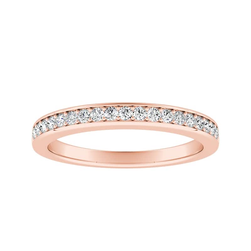 Auriya 14k Gold 1/5ctw Round Diamond Wedding Band - Rose - 8