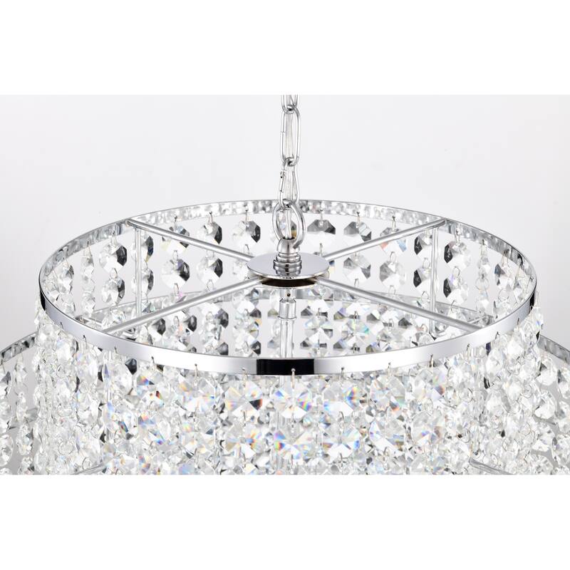 Chrome Finish 6-Light Glam Chandelier with Tier Cascading Crystals