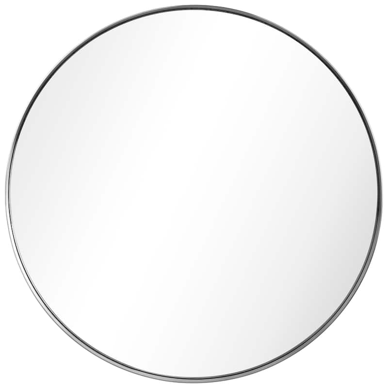 Ultra Stainless Steel Round Wall Mirror- 30"x30" - 30" x 30" - Brushed Silver