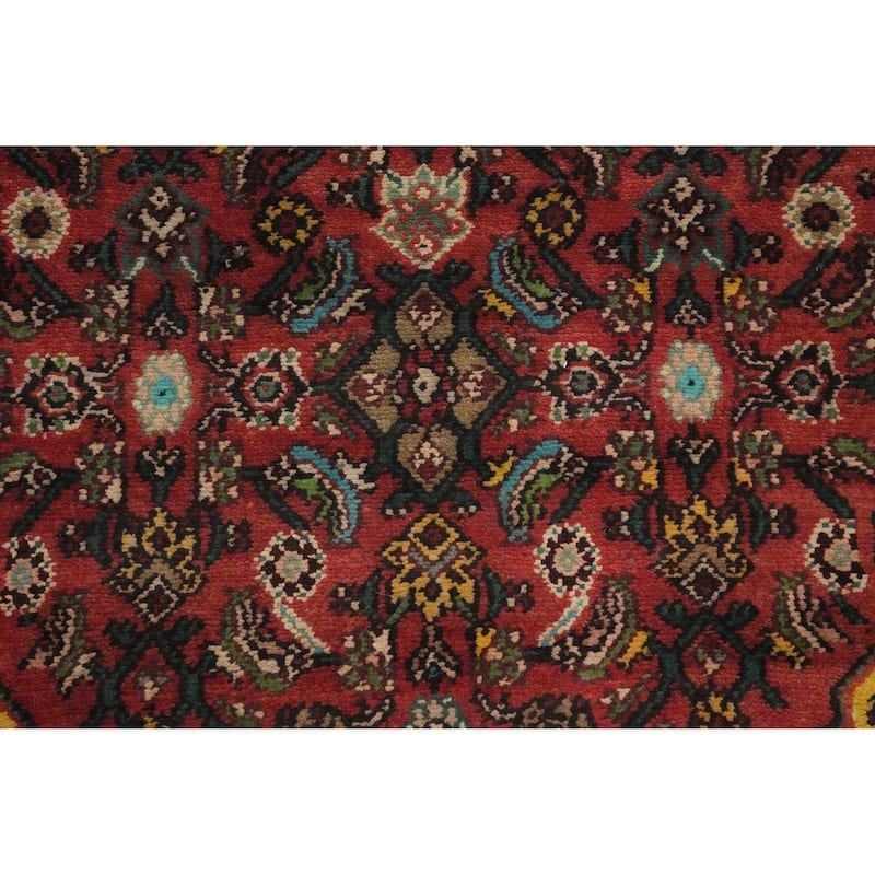 Hand Knotted Oriental 100% Wool Carpet Traditional Floral Oranges & Rust Hamedan Runner Rug - 10' 4'' X 3' 10''