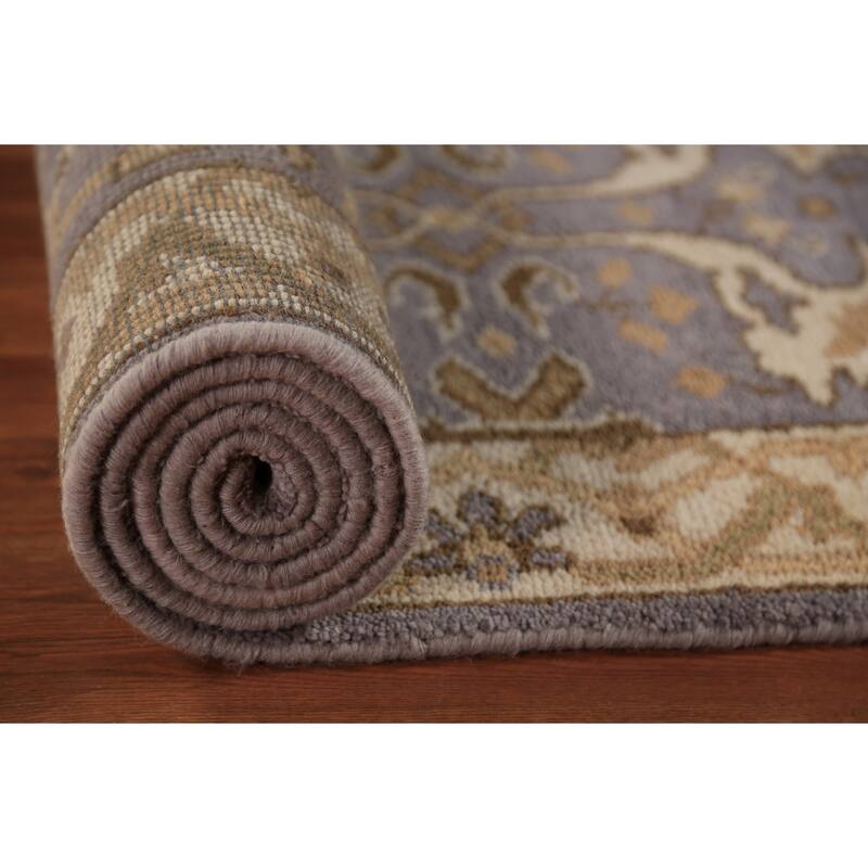 All-Over Oushak Indian Runner Rug Hand-Knotted Wool Carpet - 2'8"x 8'0"