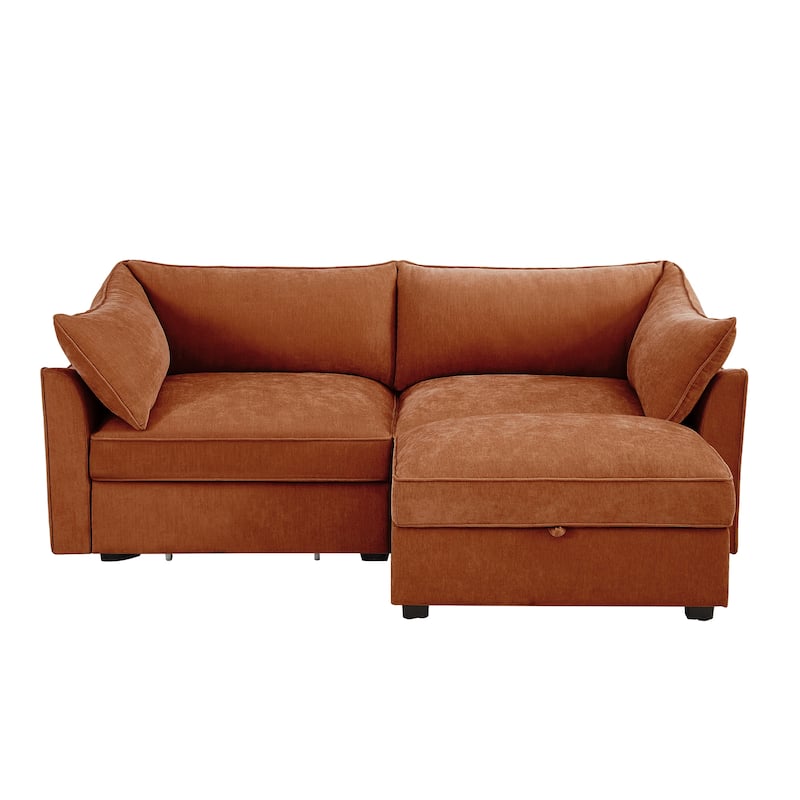 2-Seater Loveseat with 1 Movable Ottoman & Pull out Storage Drawer Under Seat