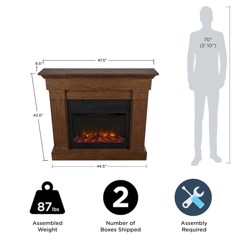 Crawford 48" Slim Electric Fireplace by Real Flame
