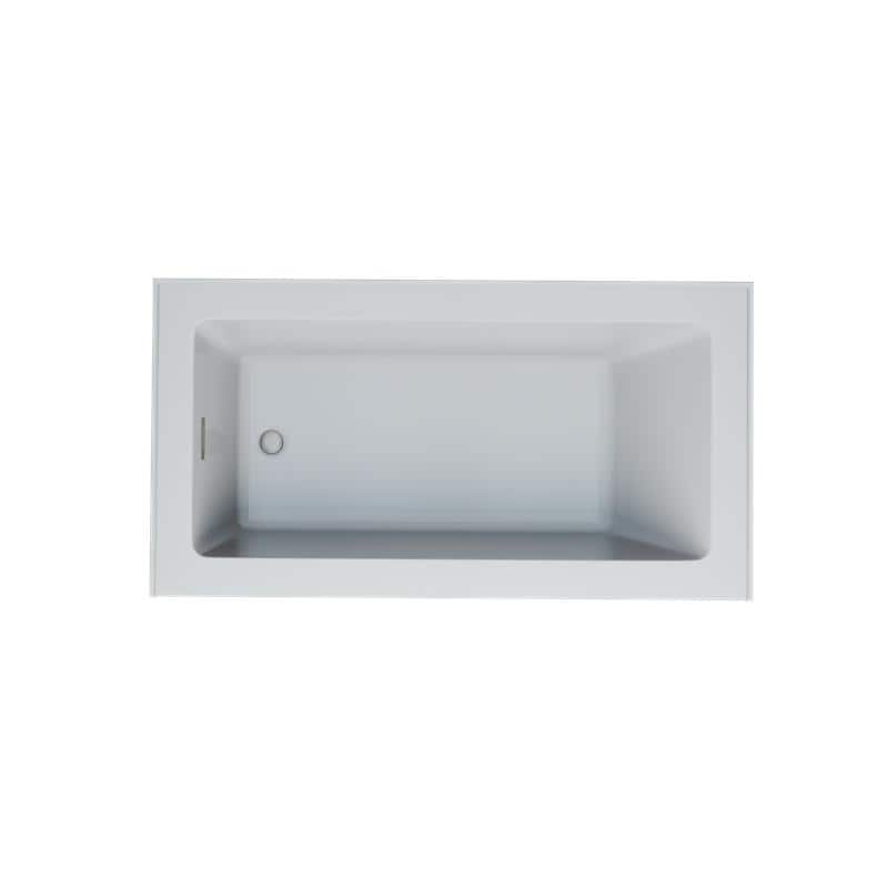 Provenza White Alcove Bathtub with Left Drain and Brushed Nickel Hardware - 60 in L x 32 in W