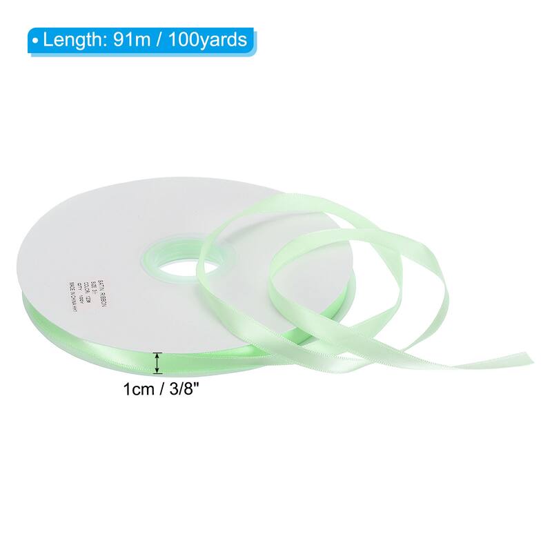 3/8" W x 100 Yards Polyester Satin Ribbon, for Craft - Green